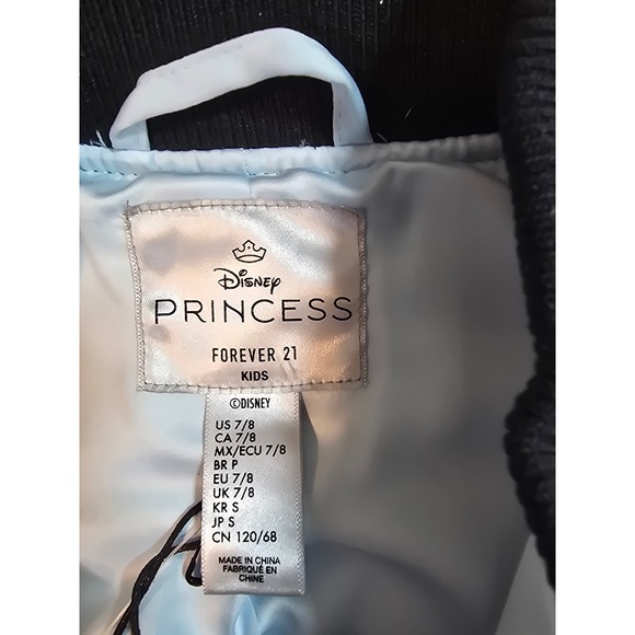Disney Princess Cinderella Kids Varsity Jacket Light Blue Full Zip Size 7/8 - Picture 6 of 9